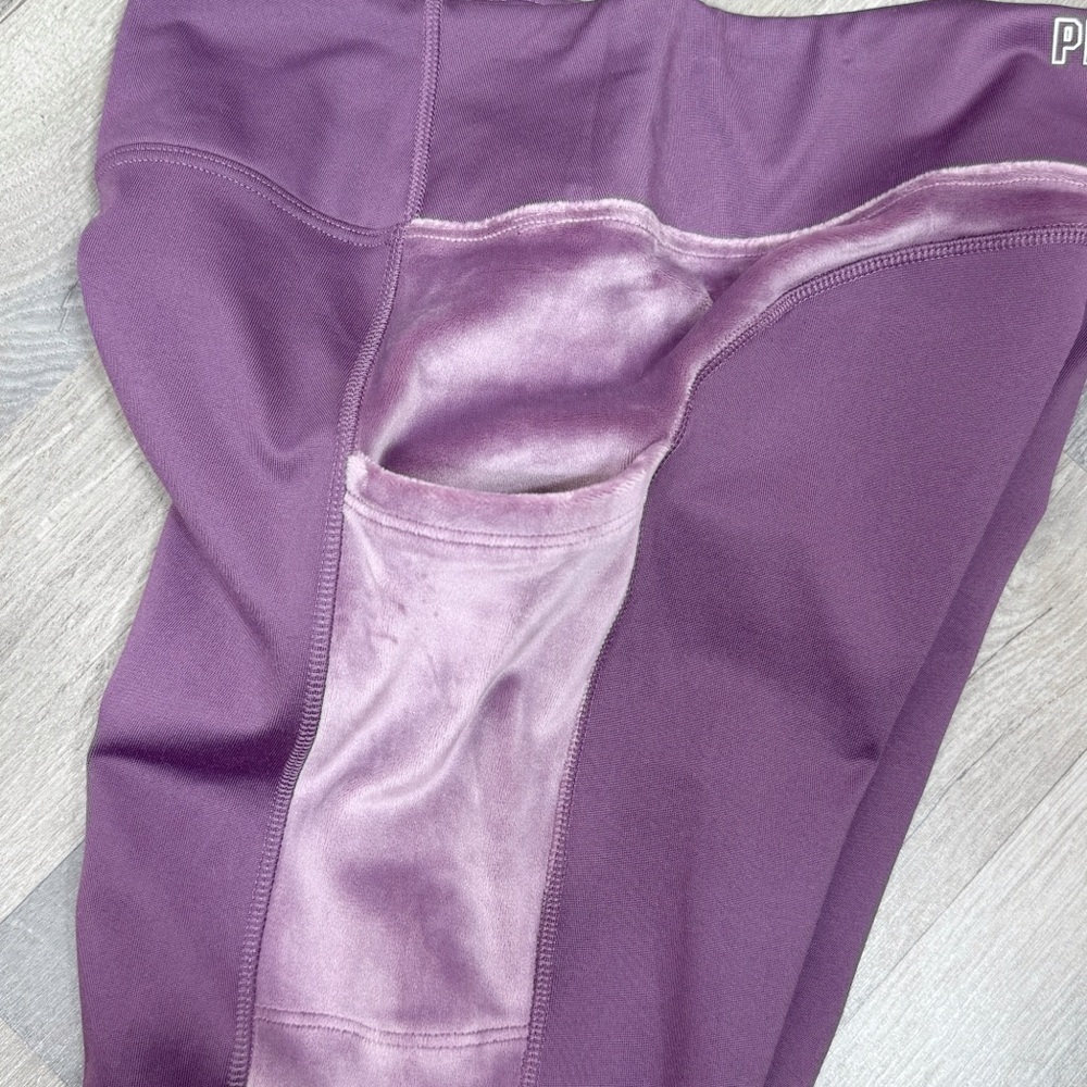 Pink‎ Victoria’s Secret Velour Side Pocket Leggings High Waist Mauve Small - Picture 9 of 15